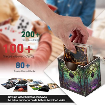 Card Deck Box, Card Storage Box Fits 100+ Single Sleeved Cards, Large Capacity PU Leather with Strong Magnet for Magic Commander TCG/CCG, Skull Swamp - color: Skull Swamp