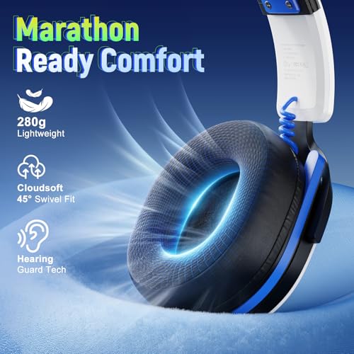 3-in-1 Wireless Gaming Headset, Mirror Gloss, 50mm Drivers, 7.1 Surround | 2.4G/BT5.3/Wired, 40H Battery, <25ms Latency, 9.9oz. Fits PS5/PC/Switch/Mac. Note: Xbox Wired Mode Only