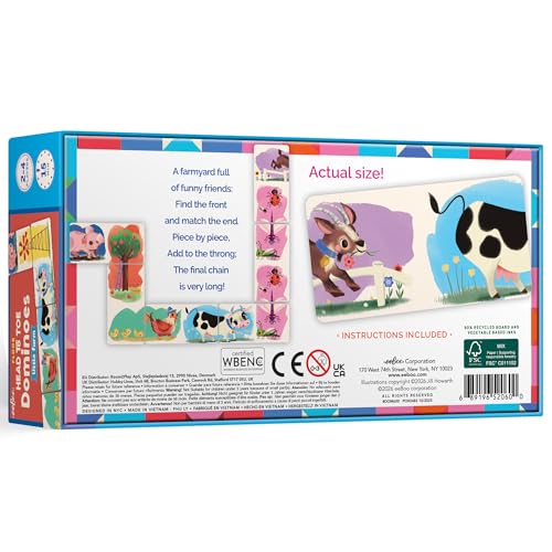 eeBoo Floor Head to Toe Dominoes - Little Farm 28 Piece Matching Game, Holographic Animal Tiles, Screen-Free Fun for Kids Ages 3 and up - style: Little Farm