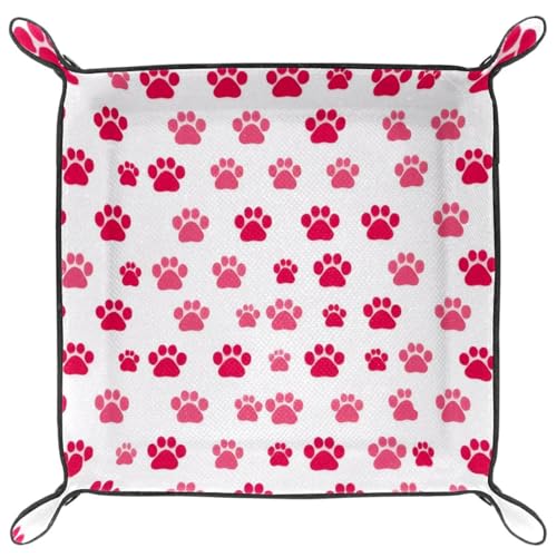 Red Paws Pattern Dice Tray Dice Rolling Tray Folding Dice Holder for Dice Games, Like RPG, DND and Other Table Games - color: Multi 19