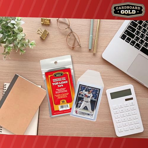 Cardboard Gold Toploader Sleeves - Ultimate Protection Resealable Snug Fit Top Loader Sleeves - Acid Free Archival Safe - Holds Toploaders Securely (75pt-140pt Sleeves, 50 Toploader Sleeves) - size: 50 Toploader Sleeves, style: 75pt-140pt Sleeves