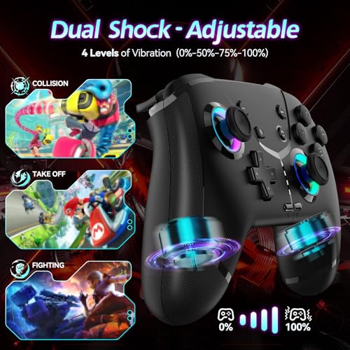 Switch Controller, Wireless Pro Controller for Nintendo Switch 2/Switch/Lite/OLED, Bluetooth controllers Compatible with iPhone/Mac/iPad/iOS/Android/Phone/PC/Steam and TV with Programming/RGB4/Vibration / 3 Turbo Modes/6-Axis/Motion(Black Pro) - color: Bl