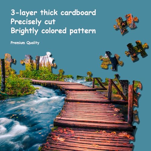 Jigsaw Puzzles for Adults, 2 Pack Puzzles for Adults 1000 Pieces,Sunset Over Kirkjufell in Iceland & Wooden Long Bridge in Plitvice National Park, Gifts for Women &Mom - color: Sunset Over Kirkjufell & Wooden Long Bridge