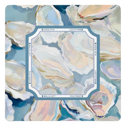 Coastal Mahjong Mats Cover, Summer Beach Mahjong Mat for Table 31.5 Inch | Blue Oyster Mahjong Mat With Rules, Noise Reduction Mahjong Game Pad, Beach Mahjong Gifts, Beach Mah Jong Mats - color: Blue Oyster and Summer