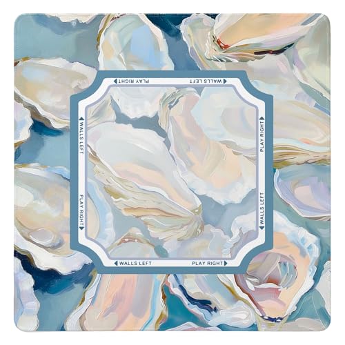 Coastal Mahjong Mats Cover, Summer Beach Mahjong Mat for Table 31.5 Inch | Blue Oyster Mahjong Mat With Rules, Noise Reduction Mahjong Game Pad, Beach Mahjong Gifts, Beach Mah Jong Mats - color: Blue Oyster and Summer