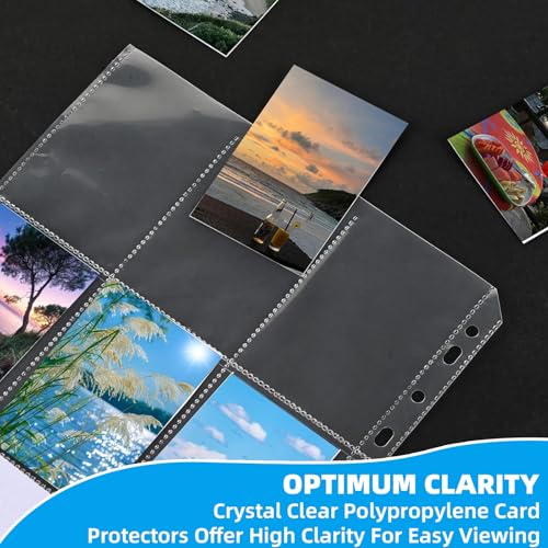 40 Pack 9 Pocket Card Sleeves Binder Sheets，Holds 720 Cards, Clear Trading Card Sleeve Pages Protector for 3 Ring Binder, Fit for Baseball,Football,Game,Business Cards - size: 40 pack