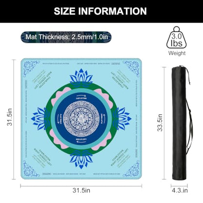 Mahjong Mat for Table with Rules, 31.5" x 31.5" Noise Reduction Non Slip Waterproof Mah Jong Table Mat with Carrying Bag, Suitable for Mahjong, Poker, Board Games, Dominoes, and Card Games(Blue) - color: Blue