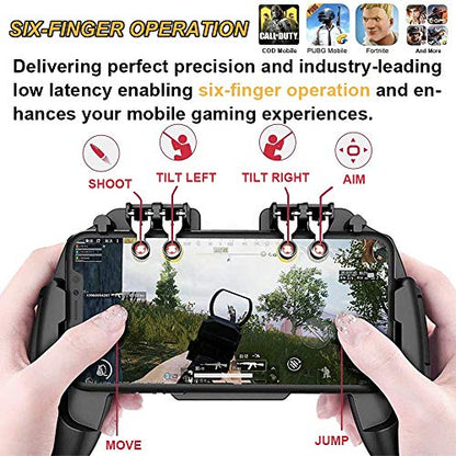 Mikirini Mobile Phone Game Controller w/built-in 4000mAh Battery & Semiconductor Cooling Fan for 4.5-6.7" iPhones/Android Phones, compatible with PUBG Mobile/Call of Duty Mobile/Fortnitee Mobile/Free Fire