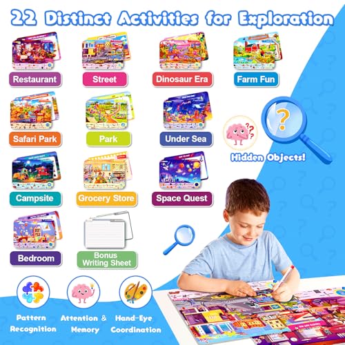 Baobrava Search and Find Game Books, Flash Cards, Preschool Learning Activities for Kids Age 3-8, Travel Games Toys for Road Trip Car Airplane, Educational Seek Activity Birthday Gifts for Boys Girls - style: Search and Find Book Game