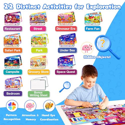 Baobrava Search and Find Game Books, Flash Cards, Preschool Learning Activities for Kids Age 3-8, Travel Games Toys for Road Trip Car Airplane, Educational Seek Activity Birthday Gifts for Boys Girls - style: Search and Find Book Game