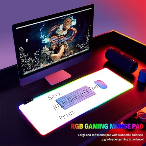 RGB Mouse Pad Sexy Anime Gaming LED Mouse Pad XXL Gamers Colorful USB Laptop Keyboard Pad Gaming Desk Sexy Butt Breasts Chest (39.37x19.68 inche) - size: 39.4" x 39.4"