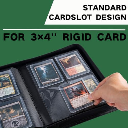 Top loader Binder, Holds 128+ Toploaders（Green） | 4 Pocket Top Loader Card Storage Case, Double-Sided Pockets for trading card in 3 x 4'' Toploaders - color: Top loader Binder Green