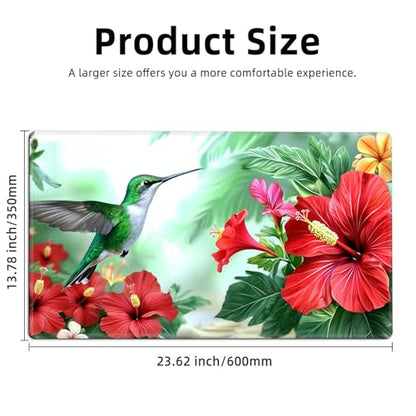 for MTG Playmat TCG Card Game Mat with Stitched Edges,Board Game Mats Non-Slip Waterproof Rubber Base 24 x 14 inch for CCG RPG DTCG Trading Card,Hummingbird Hibiscus Garden - color: Hummingbird Hibiscus Garden