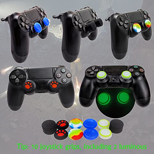 Silicone Skin for Ps4 Controller, 2pcs Anti-Slip Shell Cover Case with 10 Joystick Grips, 2 Pairs L2 R2, 4pcs Led Light Bar Skin for Playsation 4/ Slim/Pro Dualshock 4 Controller Wireless Gamepad - color: PS4 controller #5