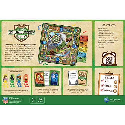 MasterPieces National Parks Opoly Jr. 보드 게임, 높이 34.3cm(13.5인치) - style: 국립 공원