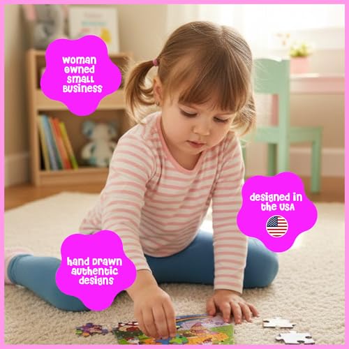 Dinomini Magnetic Puzzles for Toddlers 3-5 - Tri Fold Set with 3 x 20 Piece Magnetic Puzzles - Travel Activities for Preschoolers - Learning Activities and Toys (Fairies & Princesses)
