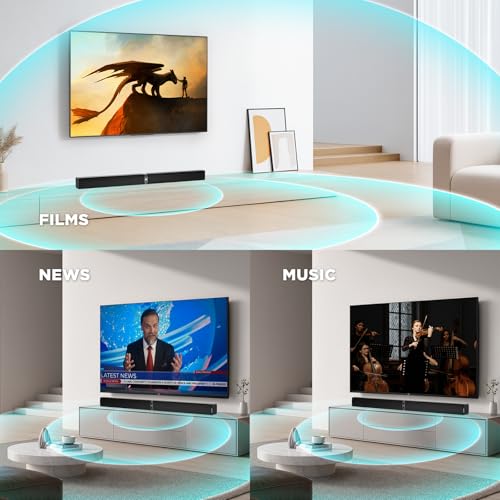 MZEIBO Sound Bar, TV Soundbar 80W with Bluetooth 5.3 Stereo Immersive Sound Detachable 2-in-1 Design for Home Theater Smart TV PC & Music Experience