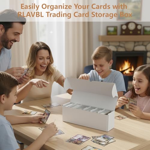 RLAVBL 8-Pack 1100 Count Trading Card Storage Box with 32 Dividers, 15 inch 8800+ Card Box for MTG, TCG, Toploaders, and Sports Cards Organizer - size: Card Box-8 Pack