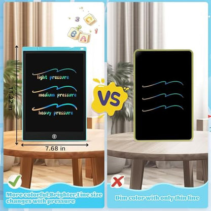 Kids Travel Essential 12 Inch LCD Writing Tablet for Kids, 2 Pack | Toys for Ages 3-8, Preschool Classroom Must Haves, Electronic Drawing Board, Birthday Gifts for Boys & Girls - color: 12”pink&blue