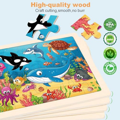Wooden Puzzles for Kids Ages 4-6, 24 Piece Animals Puzzles for Toddlers,Jigsaw Puzzles for Kids Ages 3-5, Preschool Educational Puzzles Board Toys Gifts for Boys and Girls 3 4 5 6 Years Old - style: Wooden puzzles