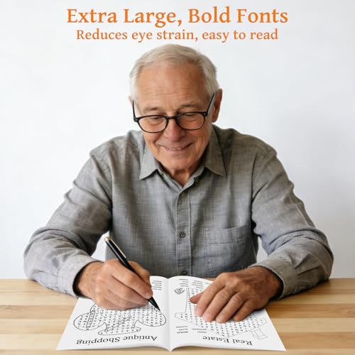 Elfew 8000+ Large Print Word Search Books for Adults & Teens & Seniors, 6-Pack with 330+ Themes Puzzles Activity Books for Brain Games & Stress Relief（Innovative Shape Word Search Design）