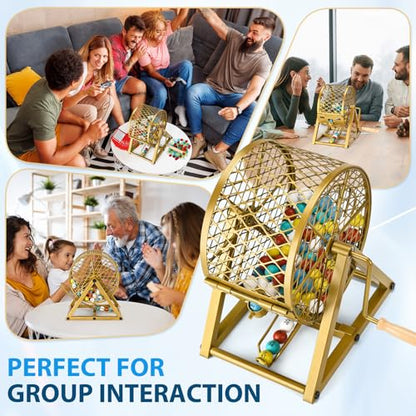 GADFISH 12" Bingo Game Set, Bingo Sets Adults for Large Group Seniors, 0.78" Bingo Balls with Steel Cage, 30 Cards, Board and Chips for Adults Parties, Game Night, Community