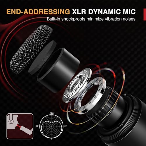 FIFINE K669D XLR Dynamic Microphone Metal for Vocal, Recording | Studio Metal Mic for Podcasting, Cardioid Pattern, Streaming Voice-Over Dubbing Video with Audio Mixer/Audio Interface