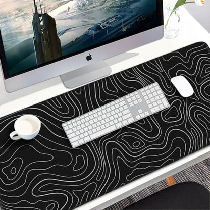 Large Extended Gaming Mouse Pad, 31.5x15.7 inch Computer Keyboard Mouse Mat, Water Resist Non-Slip Mousepad Rubber Base Long XXL Desk Mouse Pad for Gaming, Office & Home, Black White Lines - color: Black White Lines, size: 31.5L x 15.7W inches