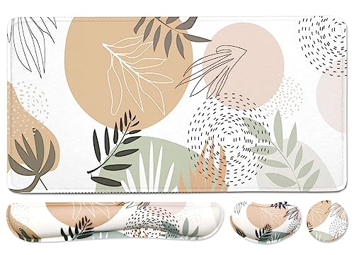 Keyboard Mouse Pad Set, Extended Mouse Pad+Keyboard Wrist Rest Support, Memory Foam Ergonomic Easy Typing, 4Pcs (35.4×15.7 in) Desk Pad Set for Home Office Study Game - Minimalist - color: Minimalist