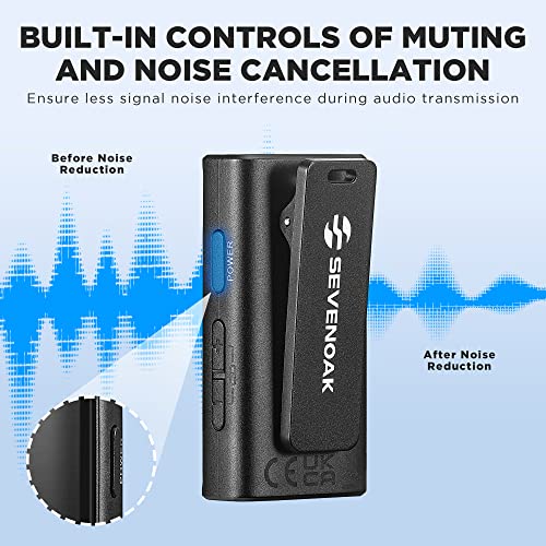Wireless Lavalier Microphone for Cameras Camcorder,Noise Cancellation,328ft Range,3 Pickup Modes,Compact Clip-on Lapel Mic for Video Recording Interview YouTube Live Streaming