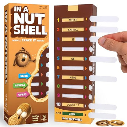 CONFIDENT? in A Nutshell: Slide & Reveal Word Guessing Board Game with 450+ Questions - Fun Family Party Game for Kids & Adults, Ages 10+, 2-20 Players, 20 Minute Playtime | Innovative Sliding Window Word Guessing Game, 450+ Questions, Family Fun for Kids