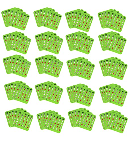 Regal Bingo Bulk Bingo Cards with Sliding Windows - Reusable Large Print Bingo Game Cards for Adults Large Group - 100 Pack, Green - color: Green, size: 100 Cards