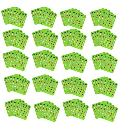 Regal Bingo Bulk Bingo Cards with Sliding Windows - Reusable Large Print Bingo Game Cards for Adults Large Group - 100 Pack, Green - color: Green, size: 100 Cards