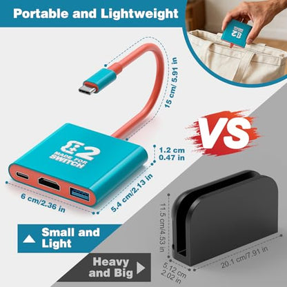 Tendak Docking Station for Nintendo Switch/OLED | Portable Switch TV Dock, Support 4K/60HZ TV Mode, Compatible with Steam Deck/ROG Ally, Travel Dock with HDMI 2.0 USB 3.0 Port