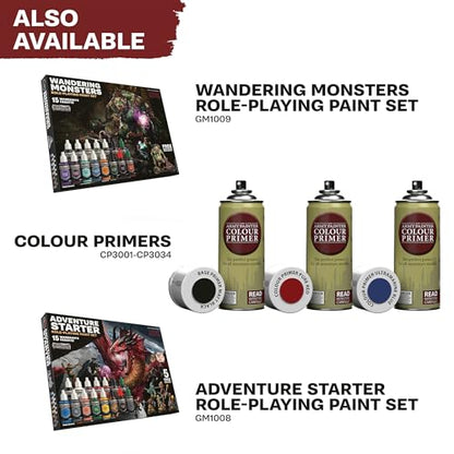 The Army Painter GameMaster: Wilderness Adventures Role-playing Paint Set, 15x18 ml Warpaints Fanatic Acrylic, 1 GameMaster Drybrush, 1 FREE Hard-plastic snap-fit Hag Miniature | 15 x 18ml Warpaints Fanatic Acrylic Paints, 1 GameMaster Dry Brush, 1 Free M
