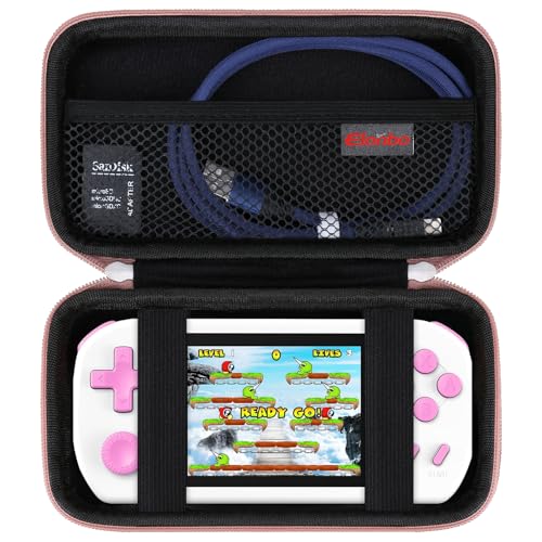 Elonbo Carrying Case for TEBIYOU/ WELLST·G/ TaddToy/ Beijue/ FAMILY POCKET/ CCTU/ X-JOYKIDS/ GREENCREEK/ Beico/ KAVOYI/ GuaiyeyeAP Handheld Game Console, Portable Electronic Gaming Player Bag, Gold - color: Rose Gold