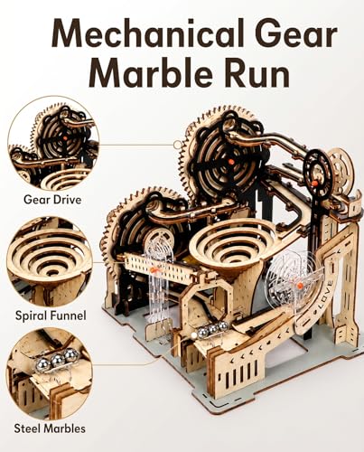 3D Wooden Puzzle for Adults, Electric DIY Marble Run Model Kit with Spiral Funnel, Gear-Driven Motion & Steel Marbles, Brain Teaser Building Toy, Creative Desk Decor Gift for Teens Adults 14+ - size: 168Pcs
