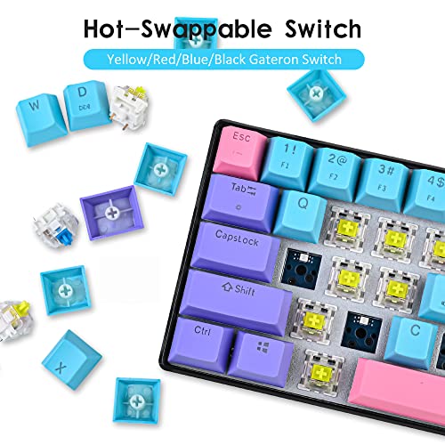 surmen 60% Wireless Gaming Keyboard 60 Percent RGB Backlit Hot-Swappable GT61 Mini Mechanical Keyboard Bluetooth Programmable (Gateron Yellow, Joker) - color: Joker-Yellow Switch