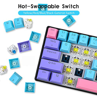 surmen 60% Wireless Gaming Keyboard 60 Percent RGB Backlit Hot-Swappable GT61 Mini Mechanical Keyboard Bluetooth Programmable (Gateron Yellow, Joker) - color: Joker-Yellow Switch