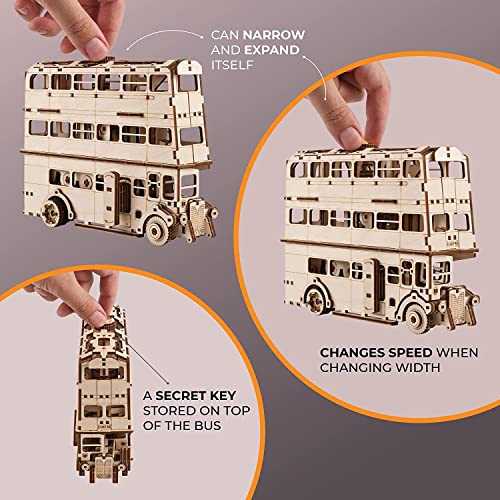 UGEARS Wooden 3D Puzzles for Adults - Harry Potter Knight Bus Wooden Model Building Kits with Spring-Powered Motor – Mechanical Harry Potter Puzzle DIY Crafts for Adults 268 Pcs - style: Knight Bus