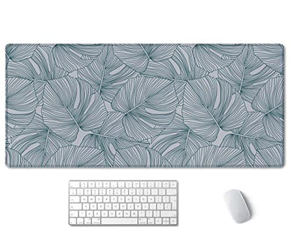 SSOIU Line Drawing Leaves XXL Green Gaming Mouse Pad - 35.5x15.7 Inch, Extended Size - color: Monstera Leaves