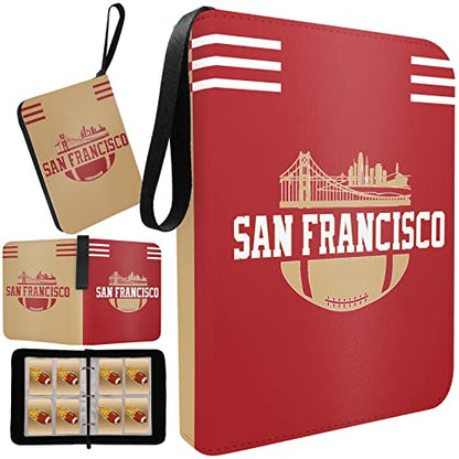 San Francisco Football Card Binder with Sleeves, 400 Pocket, 3 Ring, Waterproof, Dustproof, Durable - color: Scarlet, size: 400