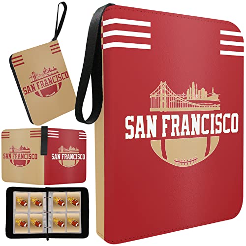 San Francisco Football Card Binder with Sleeves, 400 Pocket, 3 Ring, Waterproof, Dustproof, Durable - color: Scarlet, size: 400