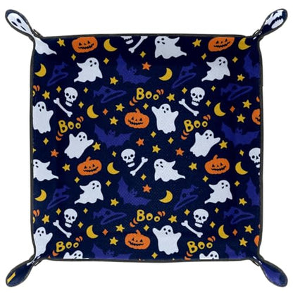 Halloween Pattern Dice Tray PU Leather Dice Rolling Tray Folding Dice Holder for Dice Games, Like RPG, DND and Other Table Games - color: Multi 1