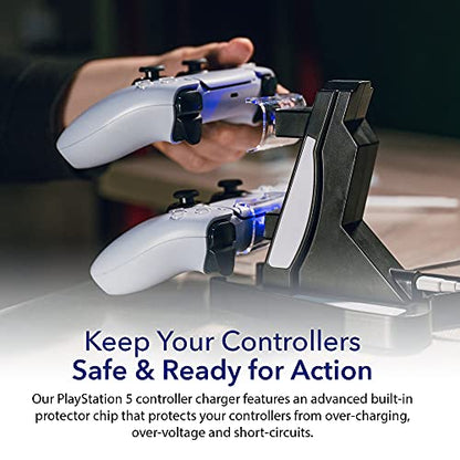 Charging Dock Station for PlayStation 5 Controllers - Vertical Controller Charger Stand, Dual Ports PS5 Charging Dock, Overcharge Protection PS5 USB Charging Station