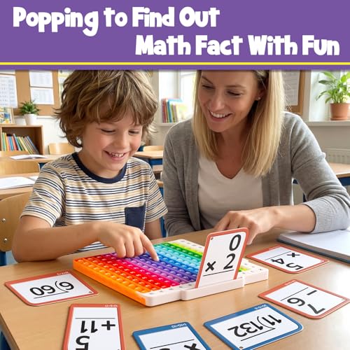 Torlam Math Flash Cards Math Board,Math Games Manipulatives Times Table Chart Fun Learning Interactive Practice Kit for Kids,Multiplication,Division,Addition,Subtraction Flash Card Pack Toys for Kids - style: 332 Flash Cards+Math Board+Dice+Storage Bag+Pe