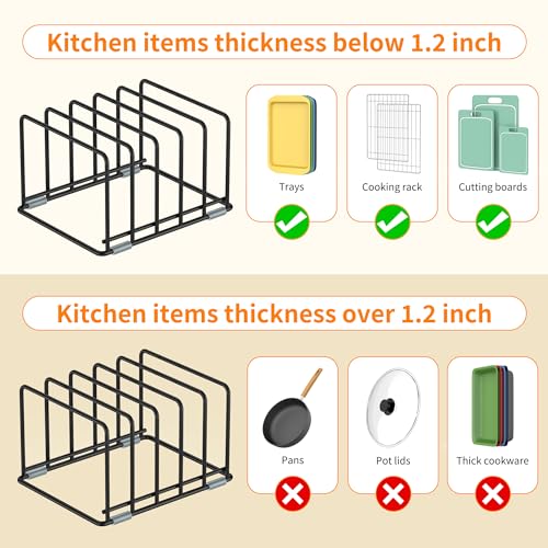 Cutting Board Organizer, Kitchen Cabinet Organizer | Divided Rack with 5 Slots for Baking Trays - Cookie sheet Organizer, Baking Sheets Holder [2-Pack],(Medium) - style: 2PC(Medium)