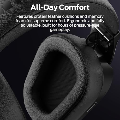 Monster Mission ANC200 Gaming Headset, 2.4GHz/Bluetooth Gaming Headphones with Active Noise Cancellation, 7.1 Virtual Surround Sound, Stealth Retractable Mic, 70H Battery, for PS5, PS4, PC, Switch