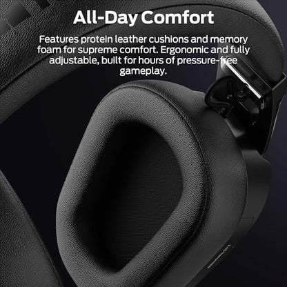 Monster Mission ANC200 Gaming Headset, 2.4GHz/Bluetooth Gaming Headphones with Active Noise Cancellation, 7.1 Virtual Surround Sound, Stealth Retractable Mic, 70H Battery, for PS5, PS4, PC, Switch