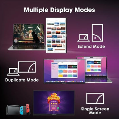 Kado 15.6-Inch 75Hz Portable Monitor, FHD 1080p USB-C mini-HDMI IPS Display | 45W Reverse Charging Gaming Monitor Built-in Speakers, Second Display Kickstand for Laptop PC Phone Mac Xbox PS4/PS5 Switch - style: FHD 72% sRGB